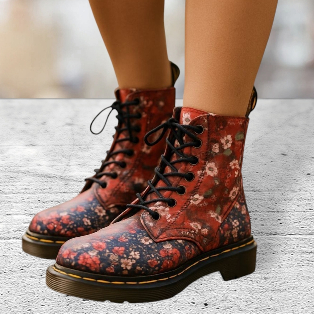 Dr Martens Pascal Floral Mashup Boots Size 6